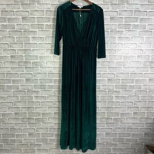 Baltic Born Emerald Green Sofia Velvet Long Sleeve Wrapped V Neck Maxi Dress XL